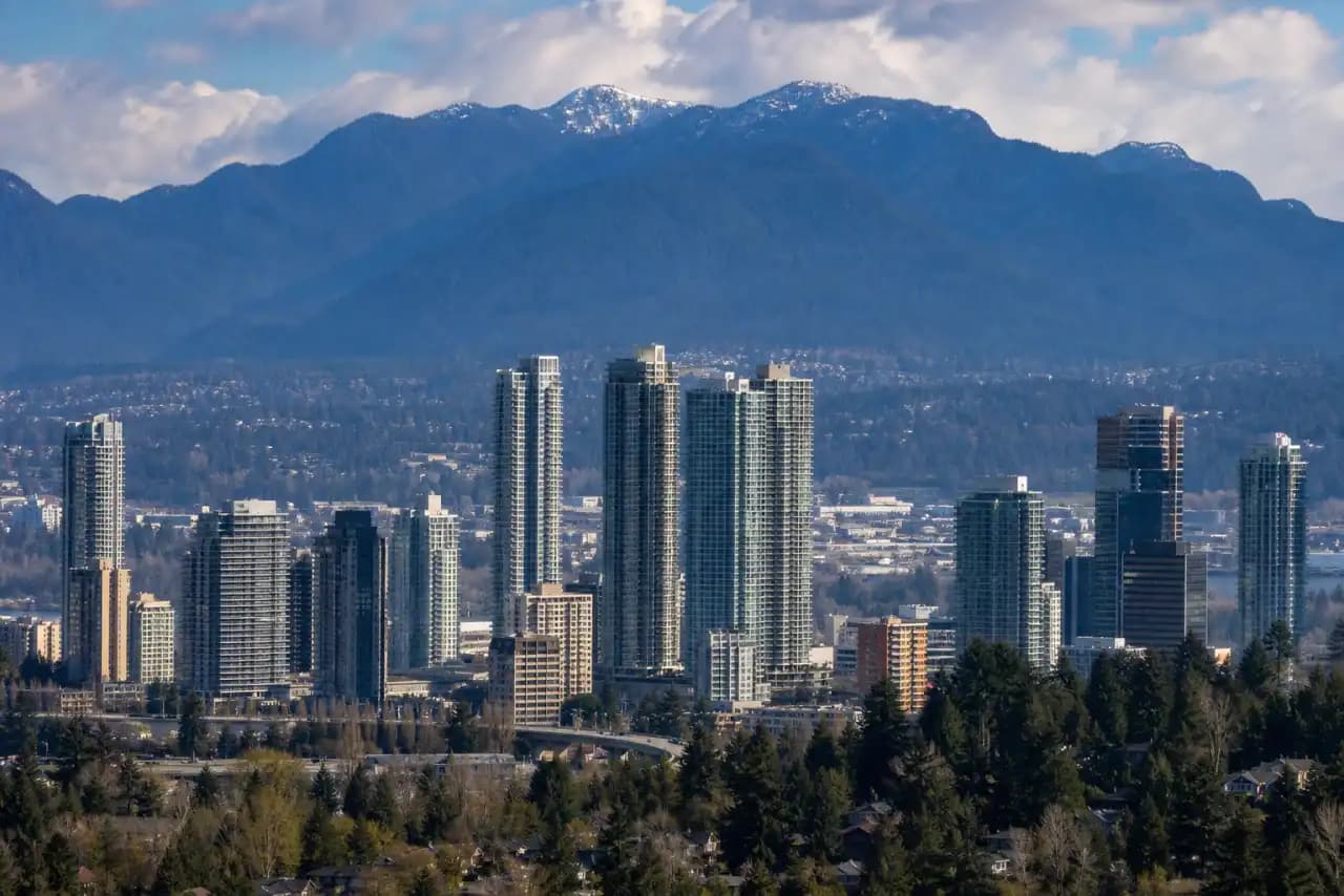 Rooftops and skyline of Burnaby, British Columbia — the area RooFix serves