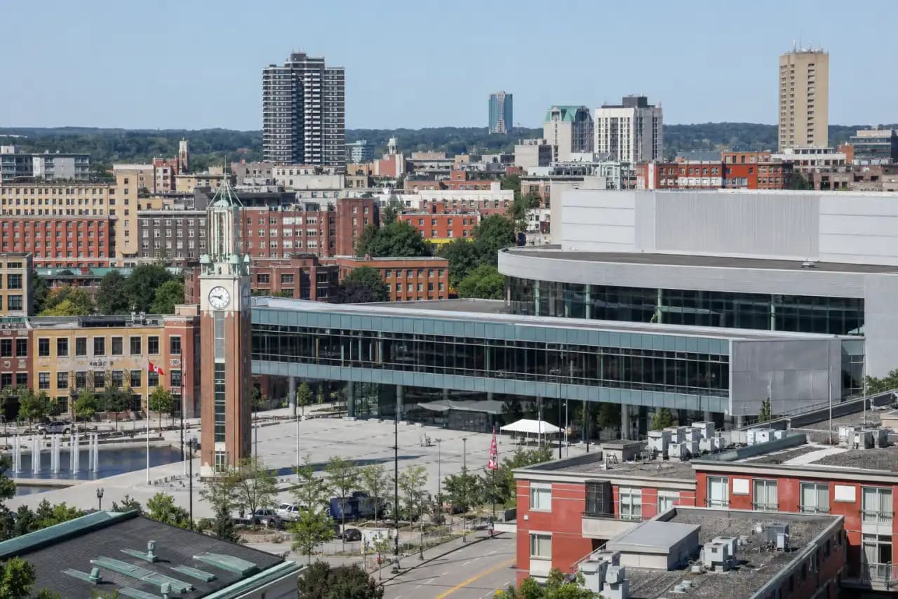 Rooftops and skyline of Kitchener, Ontario — the area RooFix serves