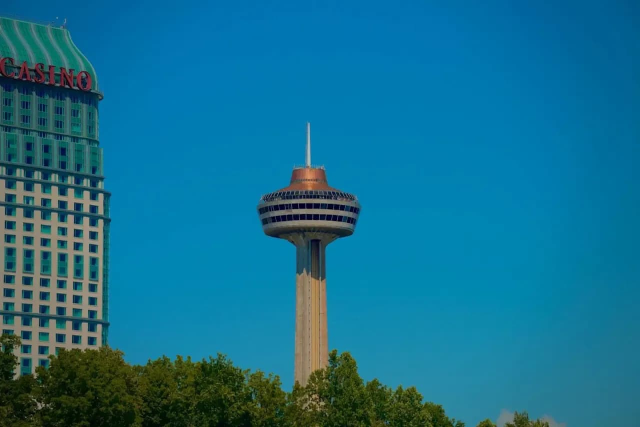 Rooftops and skyline of Niagara Falls, Ontario — the area RooFix serves