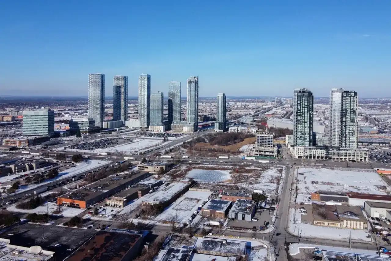 Rooftops and skyline of Vaughan, Ontario — the area RooFix serves