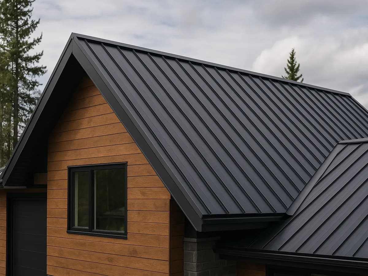 Metal Roofing installed on a Canadian home, photographed close up
