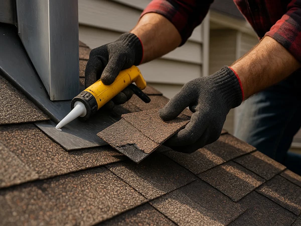 Roof Repair installed on a Canadian home, photographed close up