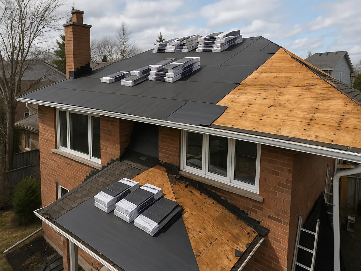 Roof Replacement installed on a Canadian home, photographed close up